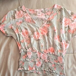 Planet Gold Floral Peplum Blouse